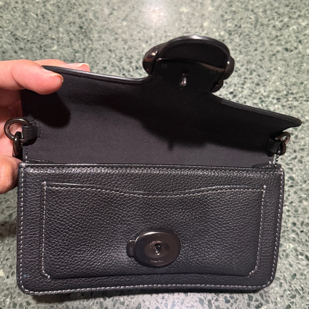 Coach Black Pebbled Leather Wristlet - Picture 10 of 13